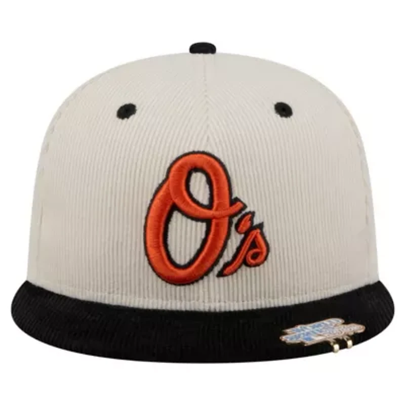 MLB Cream/Black Baltimore Orioles Two-Tone Corduroy 59FIFTY Fitted Hat