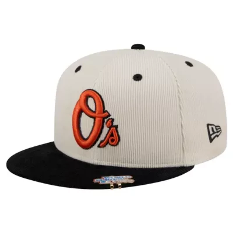 MLB Cream/Black Baltimore Orioles Two-Tone Corduroy 59FIFTY Fitted Hat