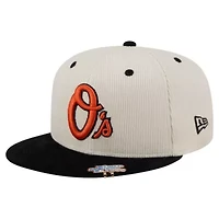 MLB Cream/Black Baltimore Orioles Two-Tone Corduroy 59FIFTY Fitted Hat