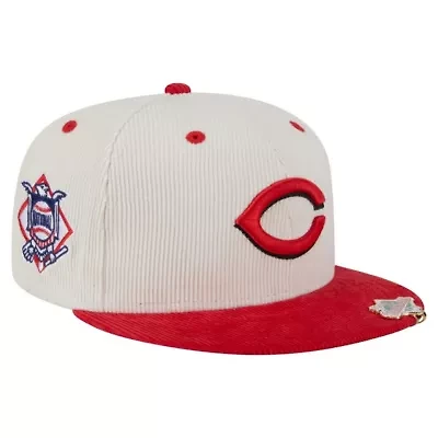 MLB Cream/Red Cincinnati Reds Two-Tone Corduroy 59FIFTY Fitted Hat