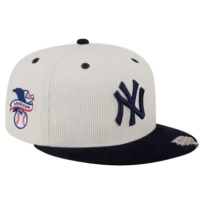 MLB Cream/Navy New York Yankees Two-Tone Corduroy 59FIFTY Fitted Hat