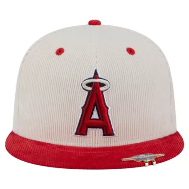 MLB Cream/Red Los Angeles Angels Two-Tone Corduroy 59FIFTY Fitted Hat