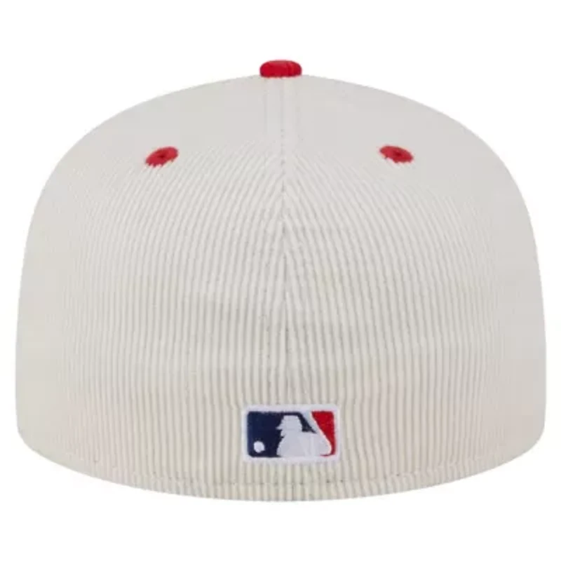 MLB Cream/Red Los Angeles Angels Two-Tone Corduroy 59FIFTY Fitted Hat