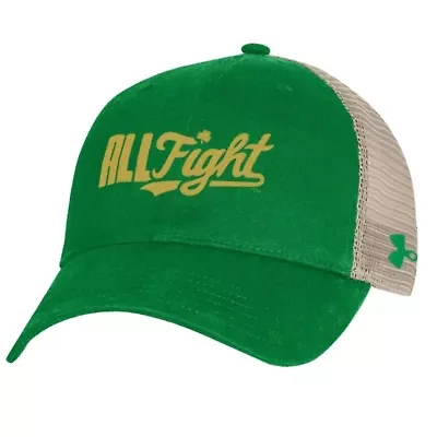 NCAA Under Armour Kelly Notre Dame Fighting Irish Performance Cotton Trucker Adjustable Hat