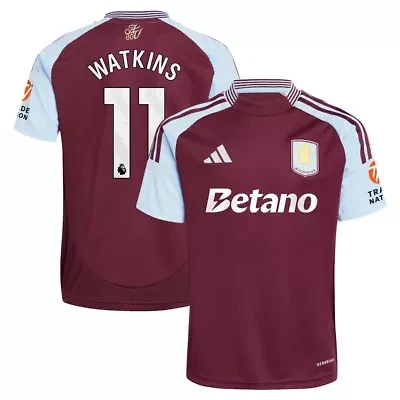Premier League Ollie Watkins Claret Aston Villa 2024/25 Home Replica Player Jersey