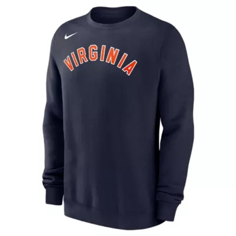 NCAA Nike Virginia Cavaliers Arched Logo Club Fleece Pullover Sweatshirt