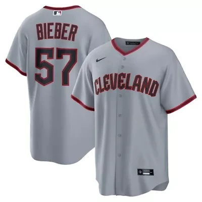 MLB Nike Shane Bieber Cleveland Guardians Road Replica Jersey