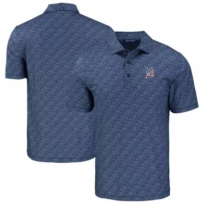 MLB Detroit Tigers Pike Eco Pebble Print Stretch Recycled Polo