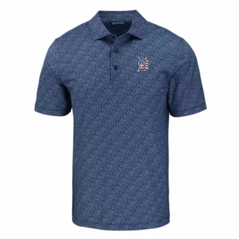 MLB Detroit Tigers Pike Eco Pebble Print Stretch Recycled Polo