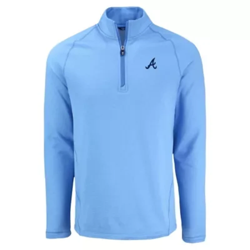 MLB Light Atlanta Braves Peshastin Eco Fleece Recycled Raglan Quarter-Zip Top