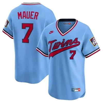 MLB Nike Joe Mauer Light Minnesota Twins Throwback Cooperstown Collection Limited Jersey