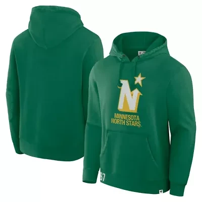 Vintage Hockey Fanatics Kelly Minnesota North Stars Decades Collection Tradition Fleece Pullover Hoodie