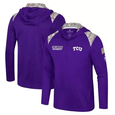 NCAA TCU Horned Frogs OHT Military Appreciation Quarter-Zip Hoodie Jacket