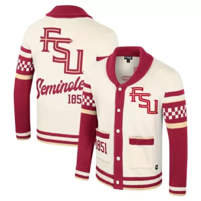 NCAA Unisex Florida State Seminoles Wild Collective Button-Up Jacquard Sweater