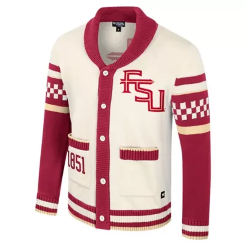 NCAA Unisex Florida State Seminoles Wild Collective Button-Up Jacquard Sweater