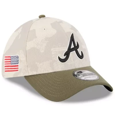 MLB Light Beige/Olive Atlanta Braves 2025 Armed Forces Day 39THIRTY Flex Hat