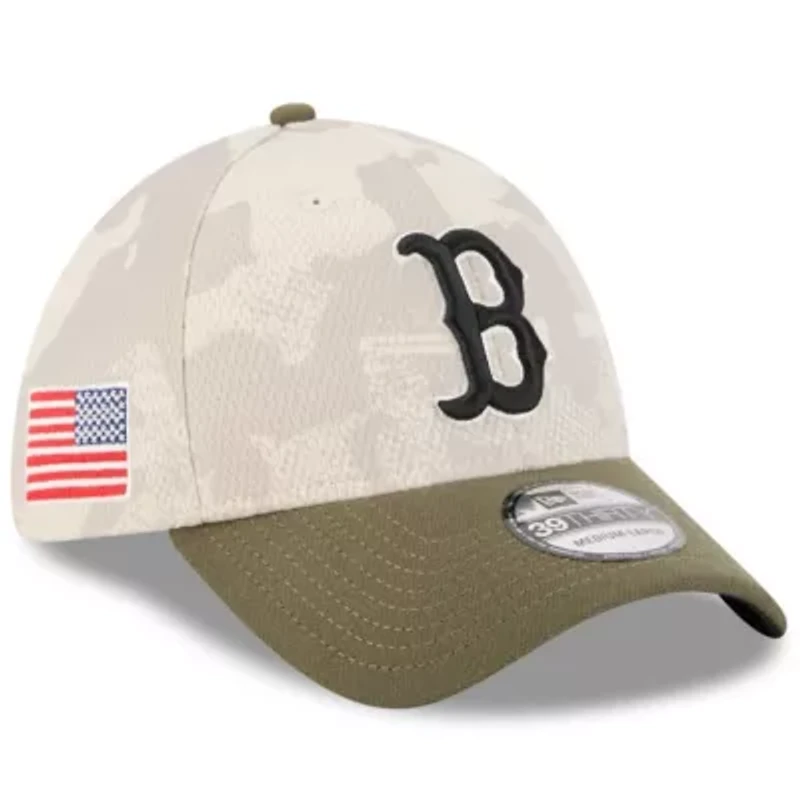 Boston Red Sox MLB Light Beige/Olive 2025 Armed Forces Day 39THIRTY Flex Hat