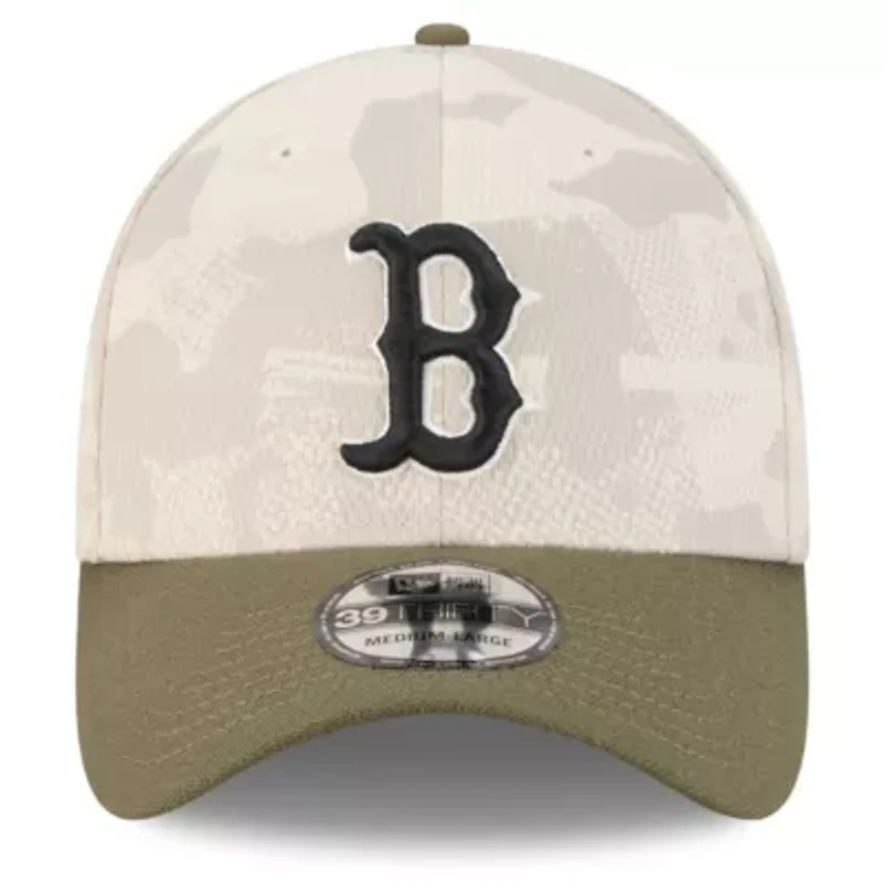 Boston Red Sox MLB Light Beige/Olive 2025 Armed Forces Day 39THIRTY Flex Hat