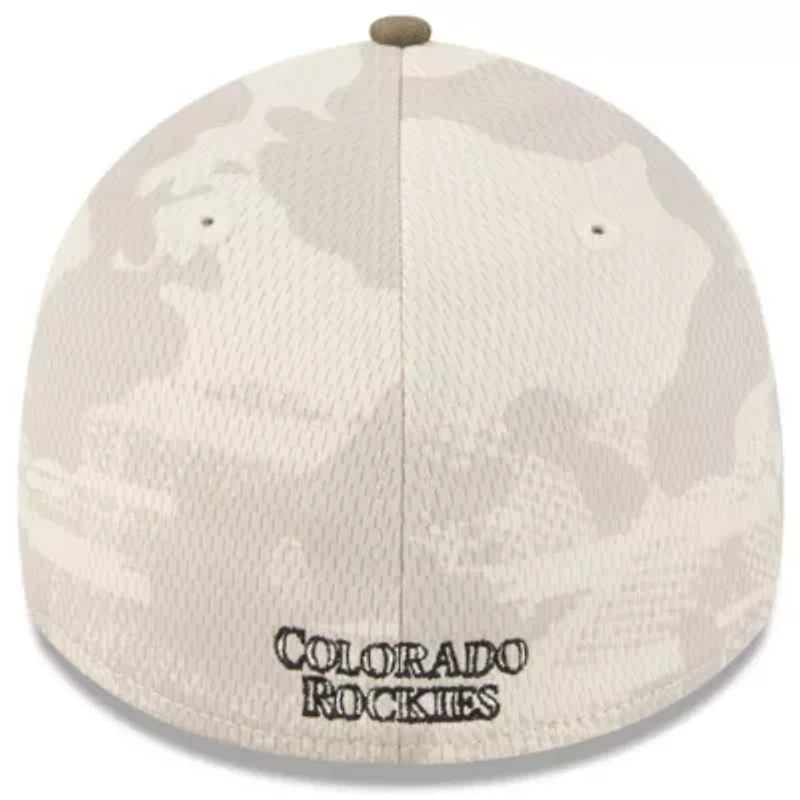 MLB Light Beige/Olive Colorado Rockies 2025 Armed Forces Day 39THIRTY Flex Hat