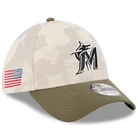 MLB Light Beige/Olive Miami Marlins 2025 Armed Forces Day 39THIRTY Flex Hat