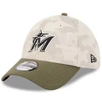 MLB Light Beige/Olive Miami Marlins 2025 Armed Forces Day 39THIRTY Flex Hat