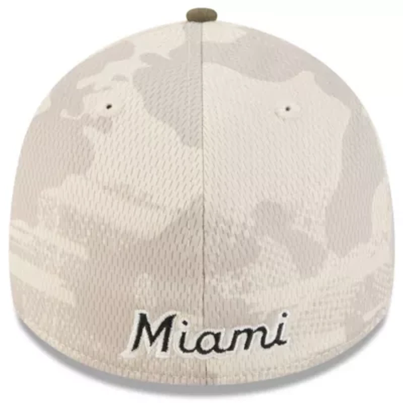 MLB Light Beige/Olive Miami Marlins 2025 Armed Forces Day 39THIRTY Flex Hat
