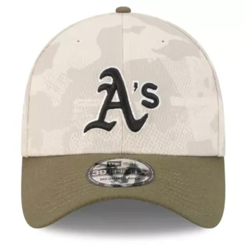 Oakland Athletics MLB Light Beige/Olive 2025 Armed Forces Day 39THIRTY Flex Hat