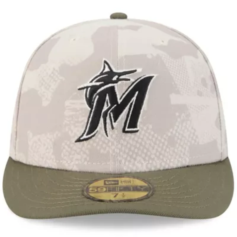 MLB Light Beige/Olive Miami Marlins 2025 Armed Forces Day 59FIFTY Fitted Hat