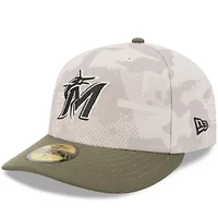 MLB Light Beige/Olive Miami Marlins 2025 Armed Forces Day 59FIFTY Fitted Hat