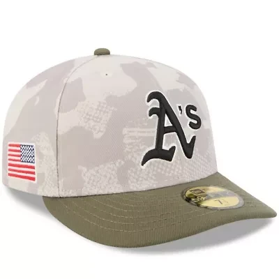 Oakland Athletics MLB Light Beige/Olive 2025 Armed Forces Day 59FIFTY Fitted Hat