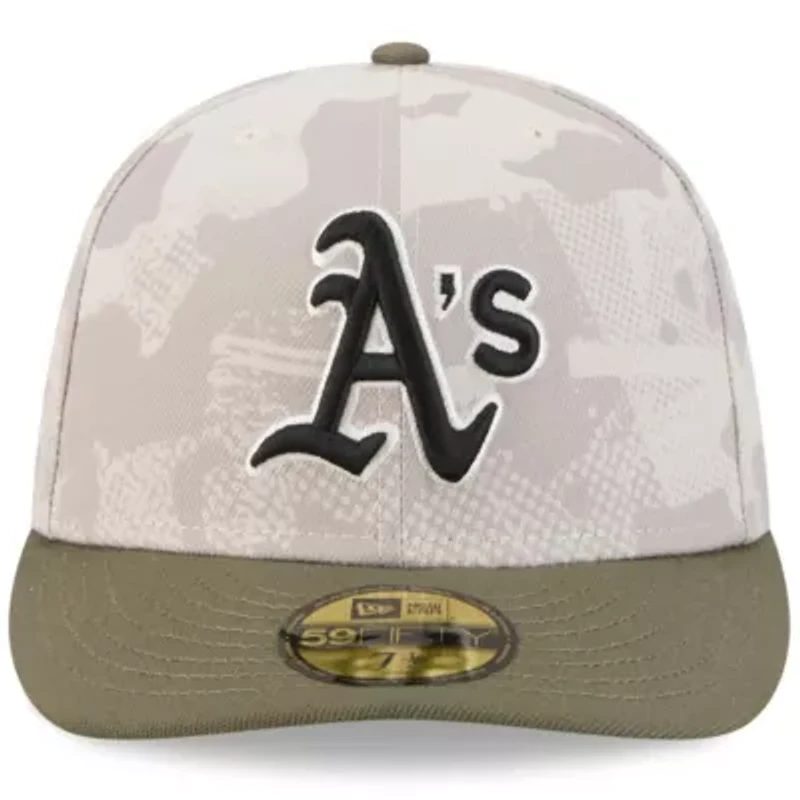 Oakland Athletics MLB Light Beige/Olive 2025 Armed Forces Day 59FIFTY Fitted Hat