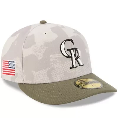 MLB Light Beige/Olive Colorado Rockies 2025 Armed Forces Day 59FIFTY Fitted Hat