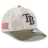 MLB Light Beige/Olive Tampa Bay Rays 2025 Armed Forces Day 9FORTY M-Crown A-Frame Adjustable Hat