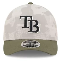 MLB Light Beige/Olive Tampa Bay Rays 2025 Armed Forces Day 9FORTY M-Crown A-Frame Adjustable Hat