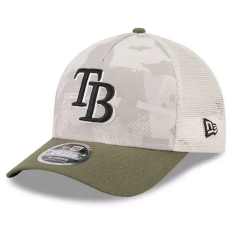 MLB Light Beige/Olive Tampa Bay Rays 2025 Armed Forces Day 9FORTY M-Crown A-Frame Adjustable Hat