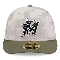 MLB Light Beige/Olive Miami Marlins 2025 Armed Forces Day Low 59FIFTY Fitted Hat