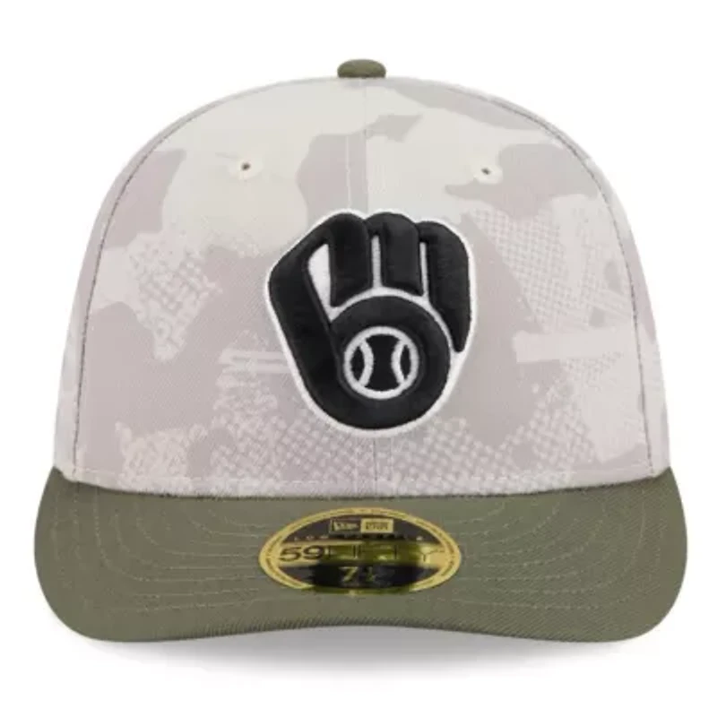 MLB Light Beige/Olive Milwaukee Brewers 2025 Armed Forces Day Low 59FIFTY Fitted Hat