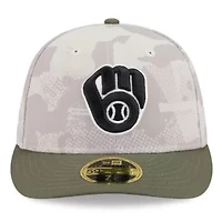 MLB Light Beige/Olive Milwaukee Brewers 2025 Armed Forces Day Low 59FIFTY Fitted Hat