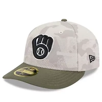 MLB Light Beige/Olive Milwaukee Brewers 2025 Armed Forces Day Low 59FIFTY Fitted Hat