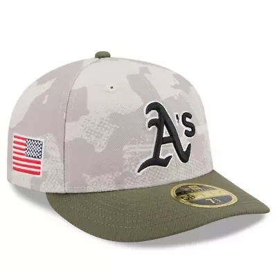 Oakland Athletics MLB Light Beige/Olive 2025 Armed Forces Day Low 59FIFTY Fitted Hat
