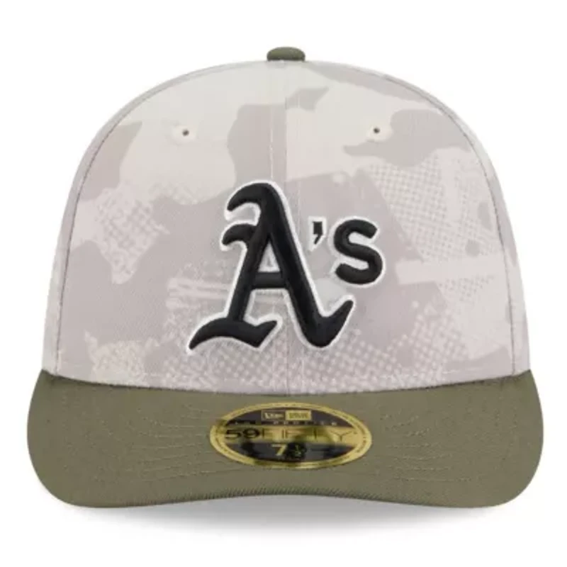 Oakland Athletics MLB Light Beige/Olive 2025 Armed Forces Day Low 59FIFTY Fitted Hat