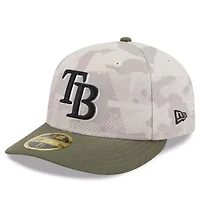 MLB Light Beige/Olive Tampa Bay Rays 2025 Armed Forces Day Low 59FIFTY Fitted Hat