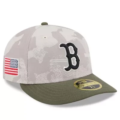 Boston Red Sox MLB Light Beige/Olive 2025 Armed Forces Day Low 59FIFTY Fitted Hat