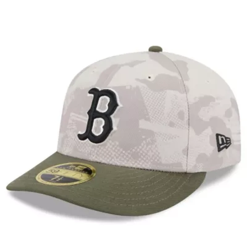 Boston Red Sox MLB Light Beige/Olive 2025 Armed Forces Day Low 59FIFTY Fitted Hat