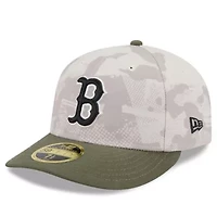 Boston Red Sox MLB Light Beige/Olive 2025 Armed Forces Day Low 59FIFTY Fitted Hat