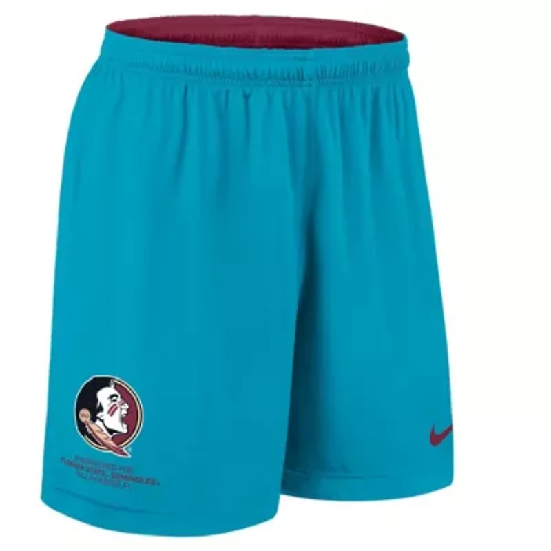 NCAA Nike Garnet/Turquoise Florida State Seminoles 2025 Sideline Reversible Dri-FIT Shorts