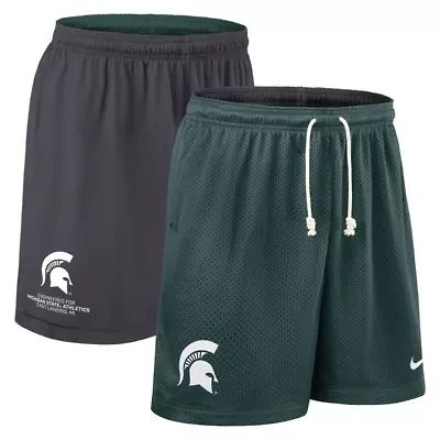 NCAA Nike Green/Charcoal Michigan State Spartans 2025 Sideline Reversible Dri-FIT Shorts