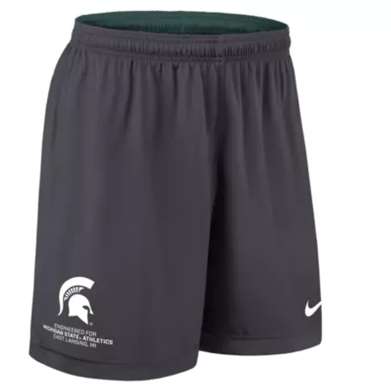 NCAA Nike Green/Charcoal Michigan State Spartans 2025 Sideline Reversible Dri-FIT Shorts