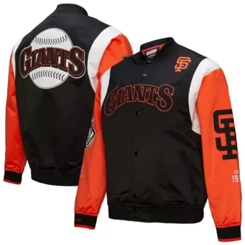 MLB Black/Orange San Francisco Giants Cooperstown Collection Team Origins Satin Full-Snap Jacket