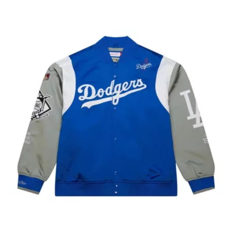 MLB Royal/Gray Los Angeles Dodgers Cooperstown Collection Team Origins Satin Full-Snap Jacket